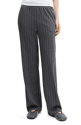 MANGO Pinstripe Knit Straight Leg Pants in Dark Heather Grey at Nordstrom, Size X-Large