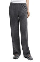 MANGO Pinstripe Knit Straight Leg Pants in Dark Heather Grey at Nordstrom, Size X-Large