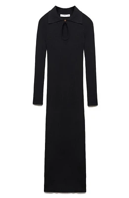 MANGO Rib Long Sleeve Sweater Dress Black at Nordstrom,