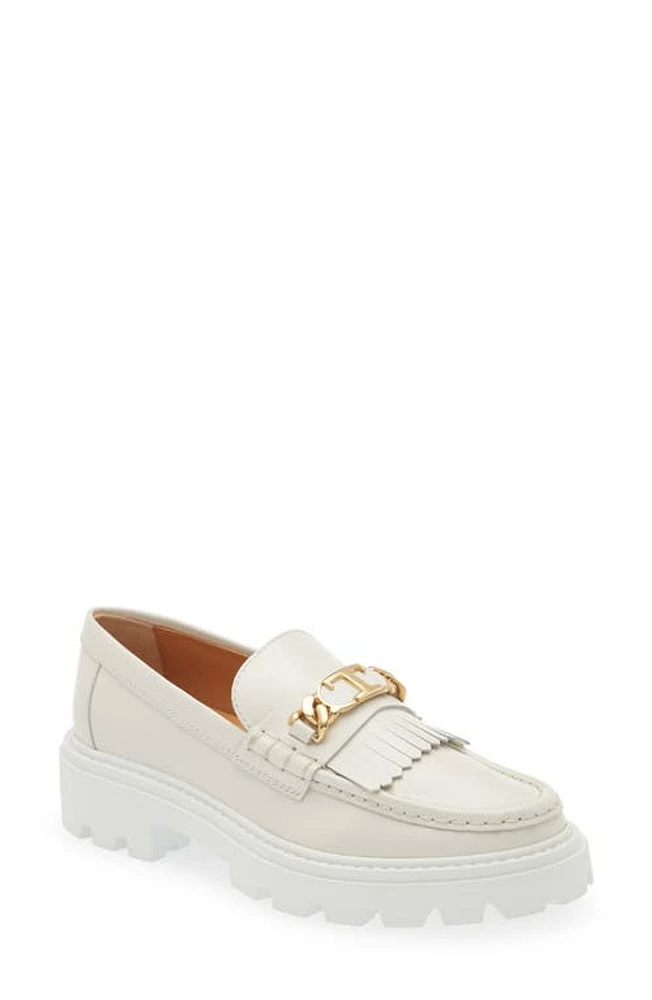 Tod's Lug Sole Kiltie Loafer Bianco Calce at Nordstrom,