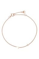 BYCHARI Initial & Diamond Bracelet in 14K Rose Gold-J at Nordstrom