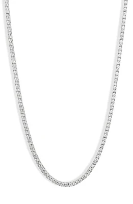 SHYMI Classic Tennis Necklace in Silver/White at Nordstrom, Size 16