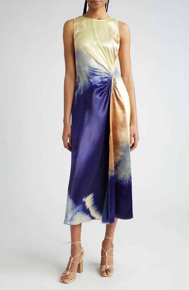 Ulla Johnson Cordelia Ruched Satin Midi Dress Mirage at Nordstrom,