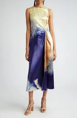 Ulla Johnson Cordelia Ruched Satin Midi Dress Mirage at Nordstrom,