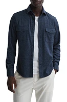 Reiss Arimo Button-Up Knit Shirt in Blue at Nordstrom, Size Small