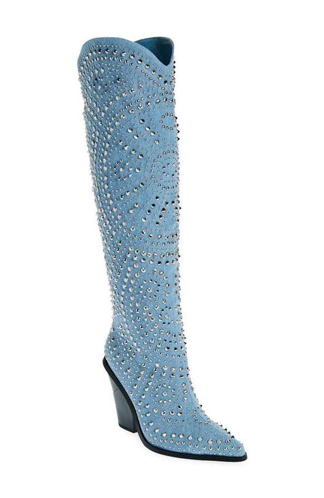 AZALEA WANG Texas Denim Western Boot Blue at Nordstrom,