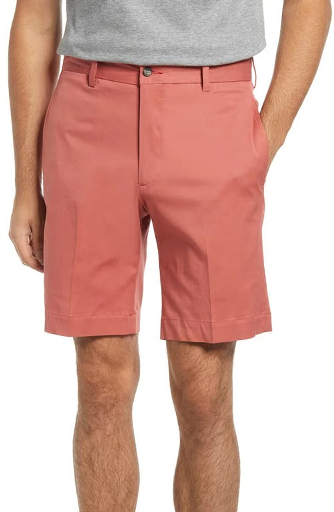 Berle Charleston Khakis Flat Front Stretch Twill Shorts Brick at Nordstrom,