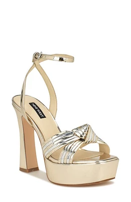 Nine West Irna Ankle Strap Platform Sandal in Gold at Nordstrom, Size 7.5