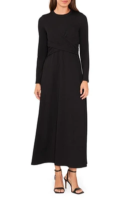 halogen(r) Long Sleeve Midi Dress in Rich Black at Nordstrom, Size X-Small