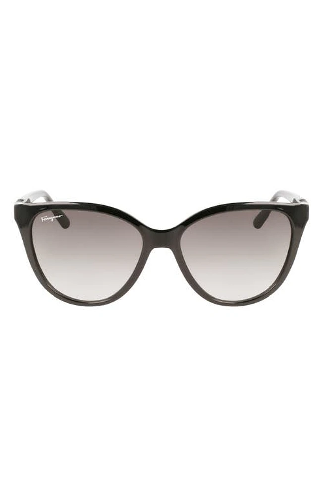 FERRAGAMO 57mm Gradient Cat Eye Sunglasses in Black at Nordstrom