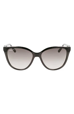 FERRAGAMO 57mm Gradient Cat Eye Sunglasses in Black at Nordstrom