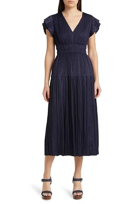 MOON RIVER Plissé Midi Dress at Nordstrom,