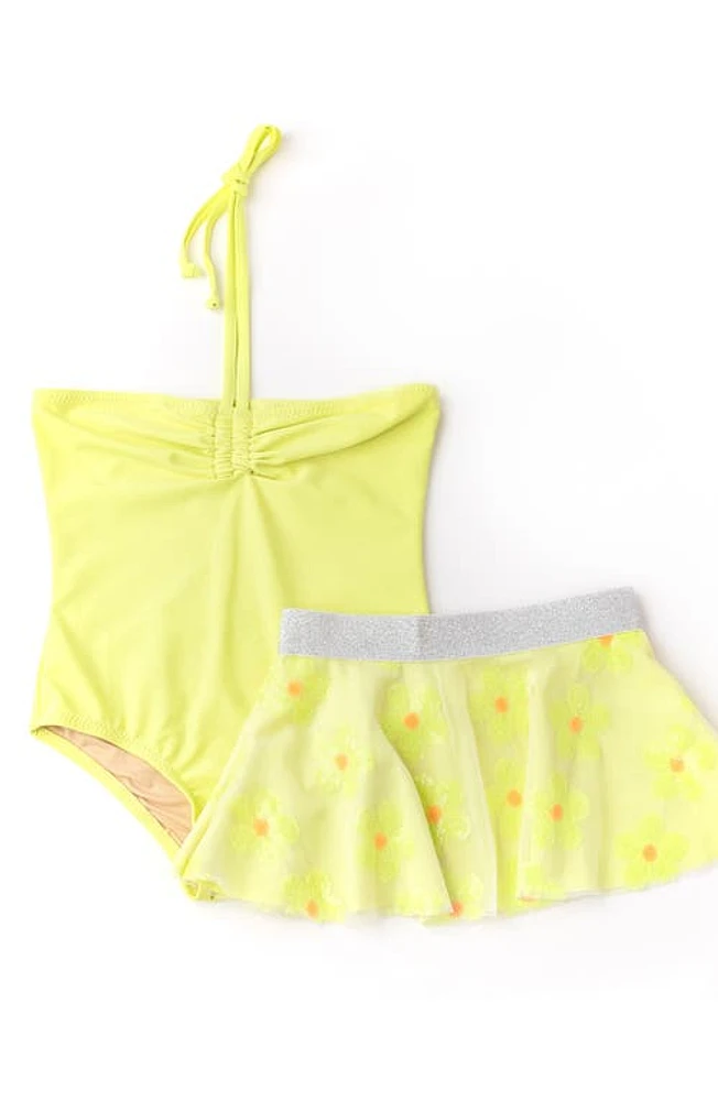 Shade Critters Kids' Daisy One-Piece Swimsuit & Cover-Up Skirt Set Yellow at Nordstrom,