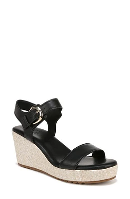 Naturalizer Stella Ankle Strap Platform Wedge Sandal Black Leather at Nordstrom,