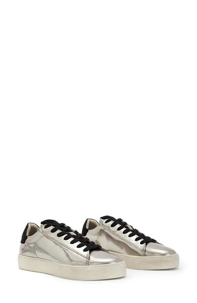 AllSaints Shana Metallic Sneaker Silver at Nordstrom,