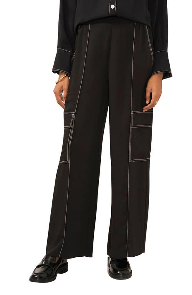 Vince Camuto Wide Leg Cargo Pants in Rich Black at Nordstrom, Size Large