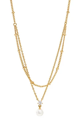 AJOA Imitation Pearl & Cubic Zirconia Layered Necklace in Gold at Nordstrom