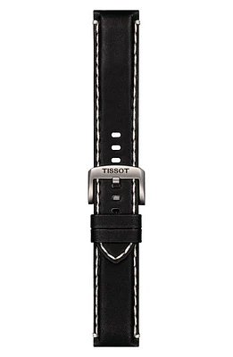 Tissot 22mm Stitched Leather Watch Strap in Black at Nordstrom