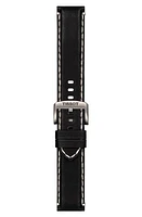 Tissot 22mm Stitched Leather Watch Strap in Black at Nordstrom