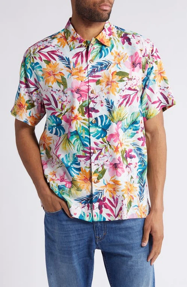 Tommy Bahama Garden of Hope & Courage Tropical Short Sleeve Performance Button-Up Shirt at Nordstrom,