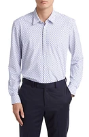 BOSS Liam Regular Fit Geometric Print Button-Up Shirt Light Blue at Nordstrom,