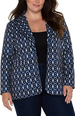 Liverpool Los Angeles Batik Pattern Relaxed One-Button Blazer Navy Prnt at Nordstrom,