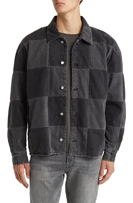 FRAME Checkerboard Denim Jacket in Monochrome Washed Noir at Nordstrom, Size X-Small