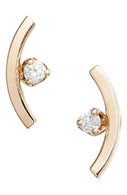 Zoë Chicco Diamond Curved Bar Stud Earrings in Yellow Gold at Nordstrom