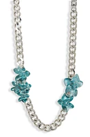 Givenchy Orchid Flower Curb Chain Necklace in Mineral Blue at Nordstrom