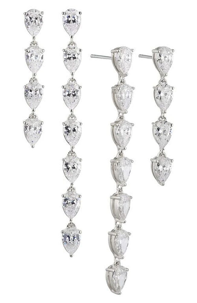 Nadri Set of 2 Cubic Zirconia Linear Earrings in Rhodium at Nordstrom