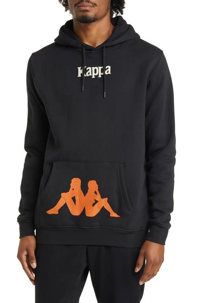 KAPPA Authentic Eleo Logo Graphic Hoodie Jet Black at Nordstrom,