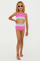 Beach Riot Kids' Lil' Mackenzie Two-Piece Swimsuit Blossom Colorblock Scrunch at Nordstrom,