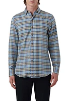 Bugatchi Karl Shaped Fit Plaid Cotton & Cashmere Button-Up Shirt Air Blue at Nordstrom,