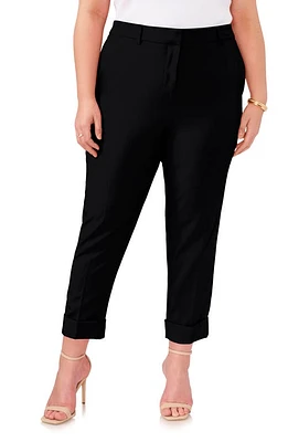 Vince Camuto Cuffed Hem Crop Pants Rich Black at Nordstrom,