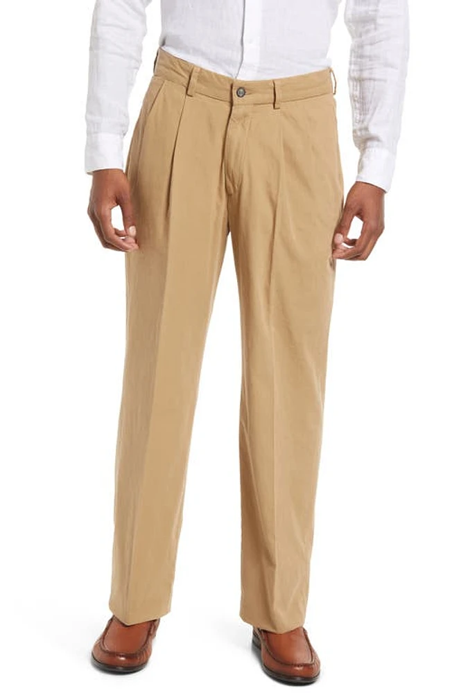 Berle Charleston Khakis Pleated Chino Pants Tan at Nordstrom,