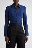 Akris Camisole Silk Georgette Button-Up Shirt 977 Denim at Nordstrom,