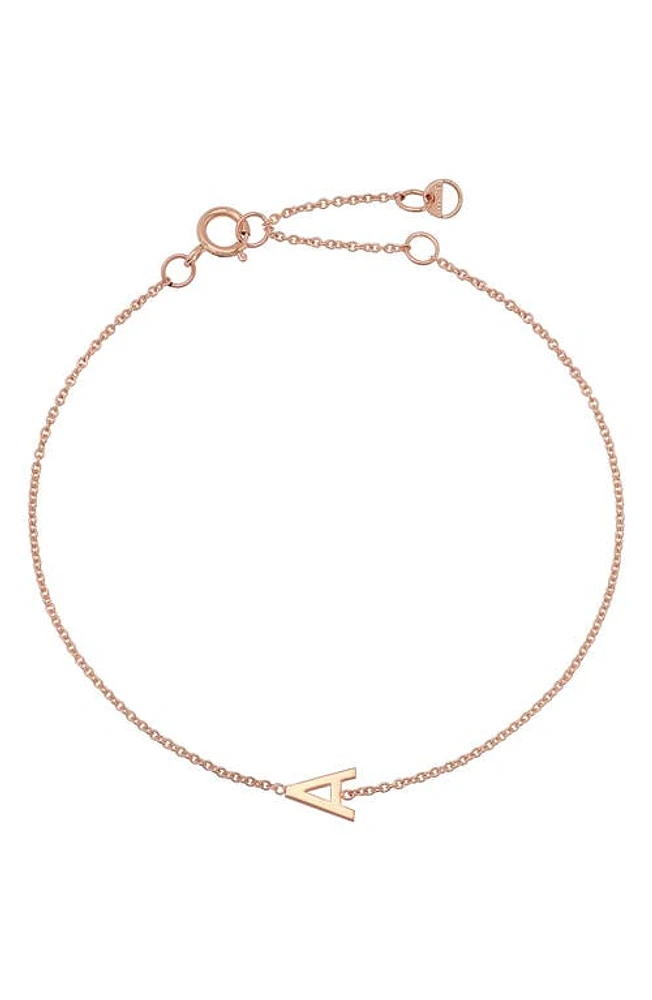 BYCHARI Initial Pendant Bracelet in 14K Rose Gold-A at Nordstrom