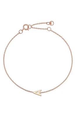 BYCHARI Initial Pendant Bracelet in 14K Rose Gold-A at Nordstrom