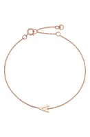 BYCHARI Initial Pendant Bracelet in 14K Rose Gold-A at Nordstrom