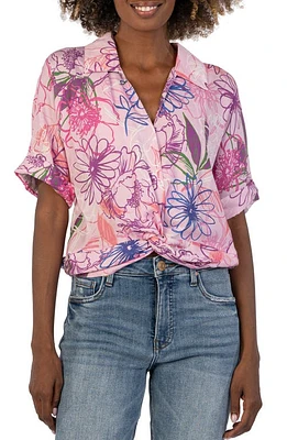 KUT from the Kloth Rebel Floral Twist Front Top Pamplona-Lavender Wish at Nordstrom,