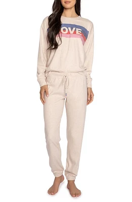 PJ Salvage Love Life Fleece Pajamas Oatmeal at Nordstrom,