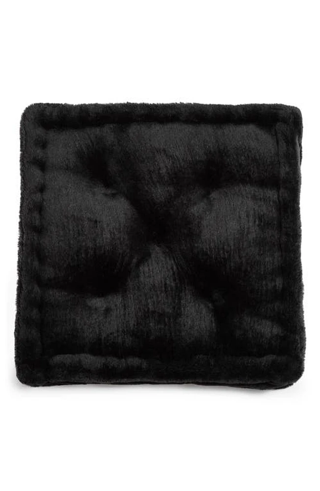 Apparis Claudia Faux Fur Square Floor Pillow in Noir at Nordstrom