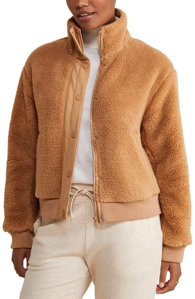 vineyard vines Plush Teddy Bomber Jacket Toasted Almond at Nordstrom,