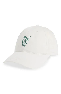 Quiet Golf x PUMA Cotton Twill Dad Baseball Cap in Warm White-Deep Forest at Nordstrom