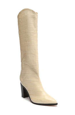 Schutz Maryana Pointed Toe Block Heel Knee High Boot Egg Shell at Nordstrom,