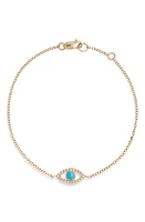 Anzie Evil Eye Turquoise & Pavé Diamond Bracelet in Gold at Nordstrom, Size 7