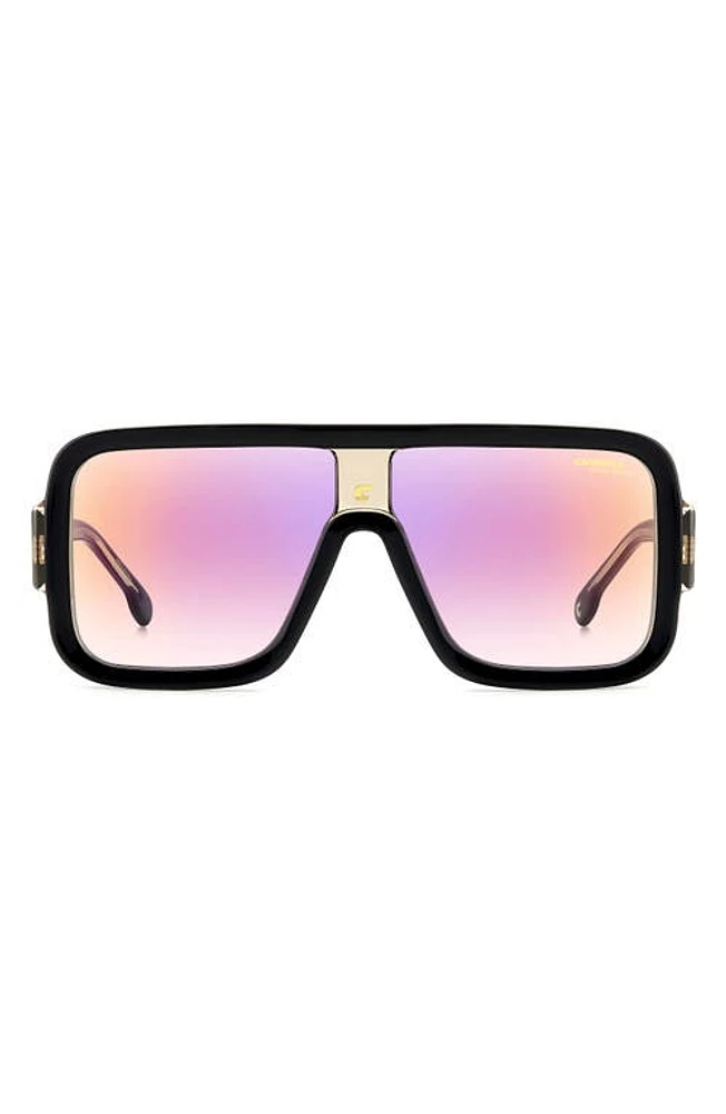 Carrera Eyewear FLAGLAB 14 62mm Gradient Oversize Square Shield Sunglasses in Black Crystal/Multi Violet at Nordstrom