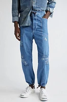 Double RL Caldwell Ripped Cotton & Linen Chambray Drawstring Pants Indigo Wash at Nordstrom, 32 X