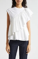 Cinq à Sept Micki Woven Ruffle Layer T-Shirt White at Nordstrom,