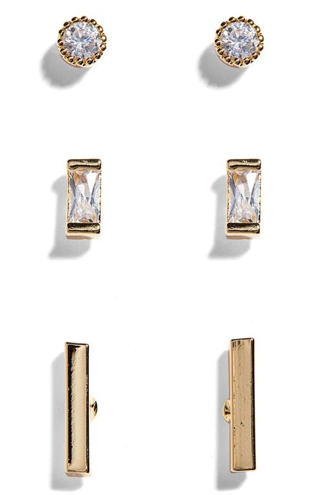 Panacea Set of 3 Geometric Stud Earrings in Gold at Nordstrom